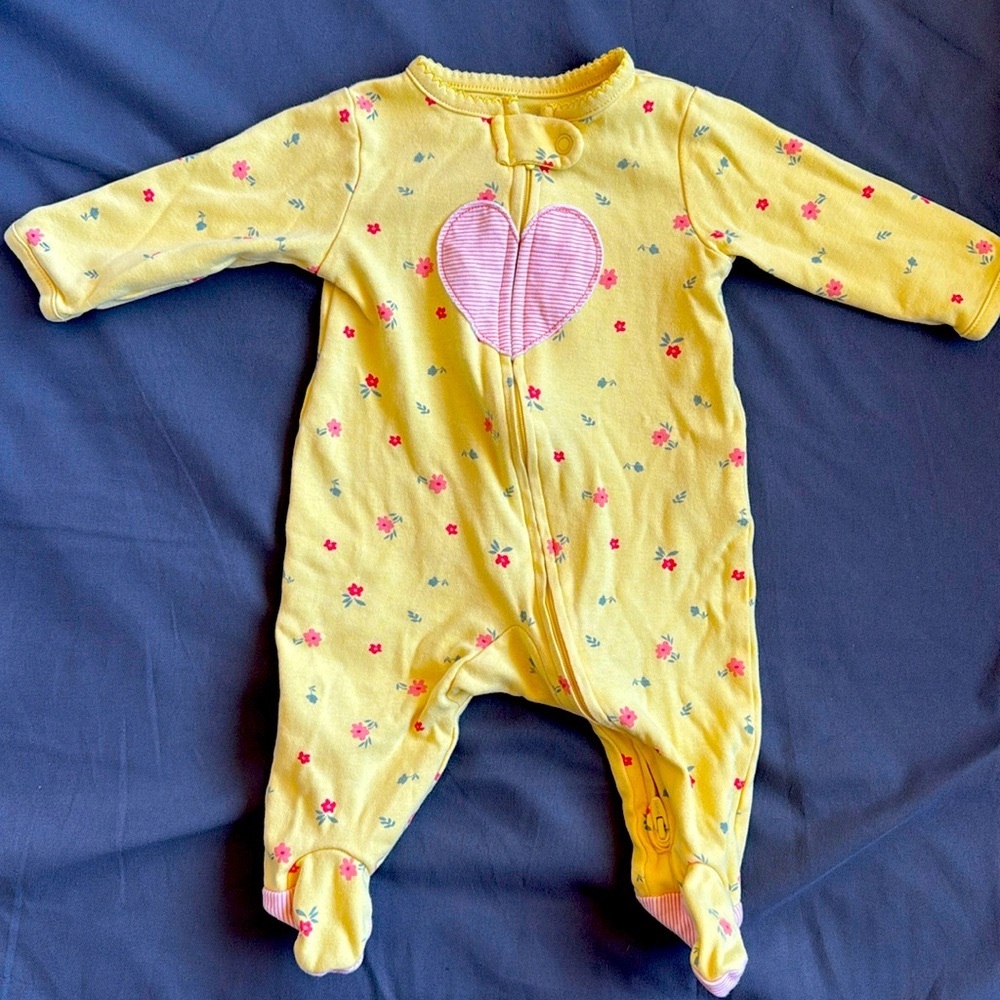 Carter’s Yellow Footed Pajamas, Size 0-3 Month